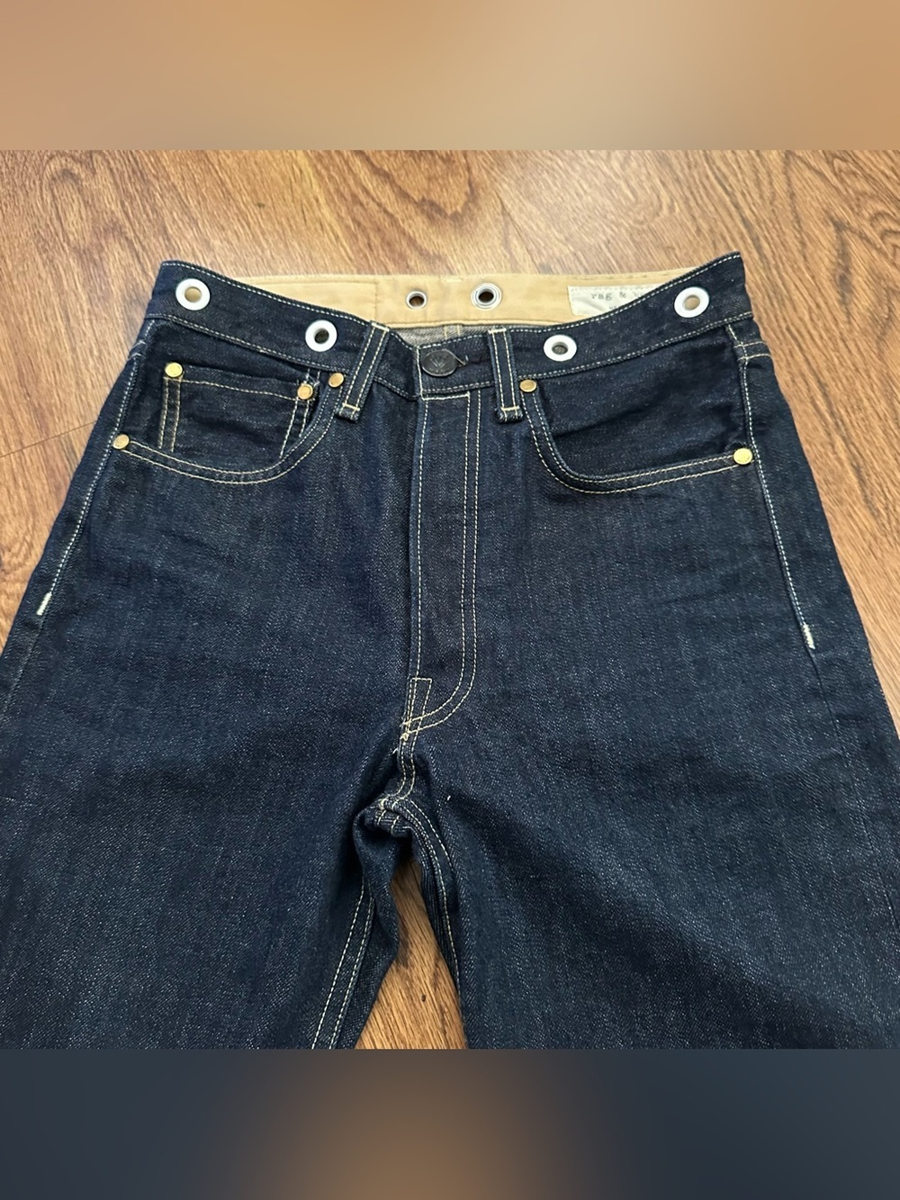 rag & bone Trompe L’oeil indigo Raw Selvedge Jeans size 24 denim blue high rise - Picture 3 of 8